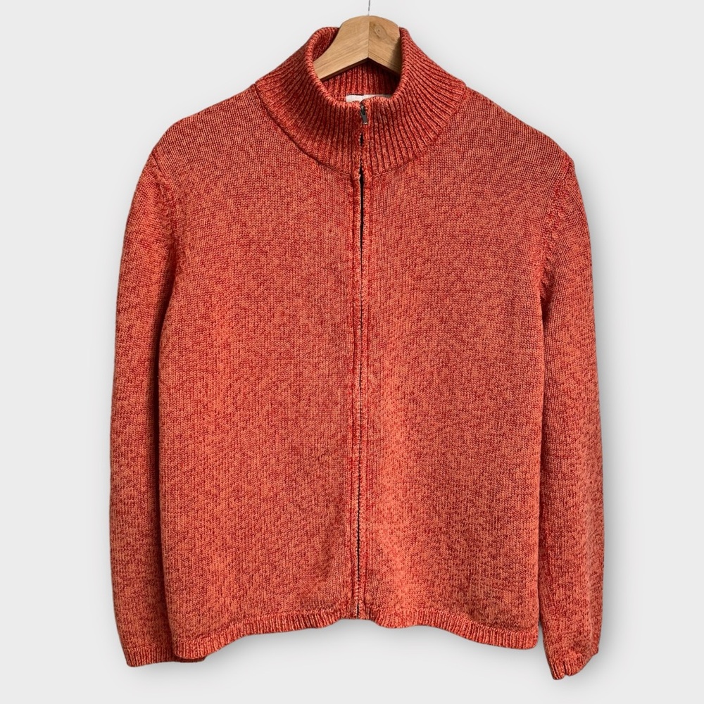 Bryn Walker Full Zip Sweater Marled Orange Women’s Large